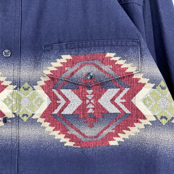 Vintage 1990s WRANGLER Aztec Navajo Western Shirt… - image 3