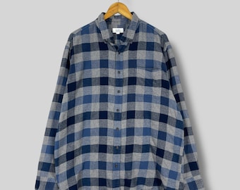 Chemise Homme ORVIS à Carreaux, Flanelle épaisse, Manches Longues, Bleu Foncé, Taille XL