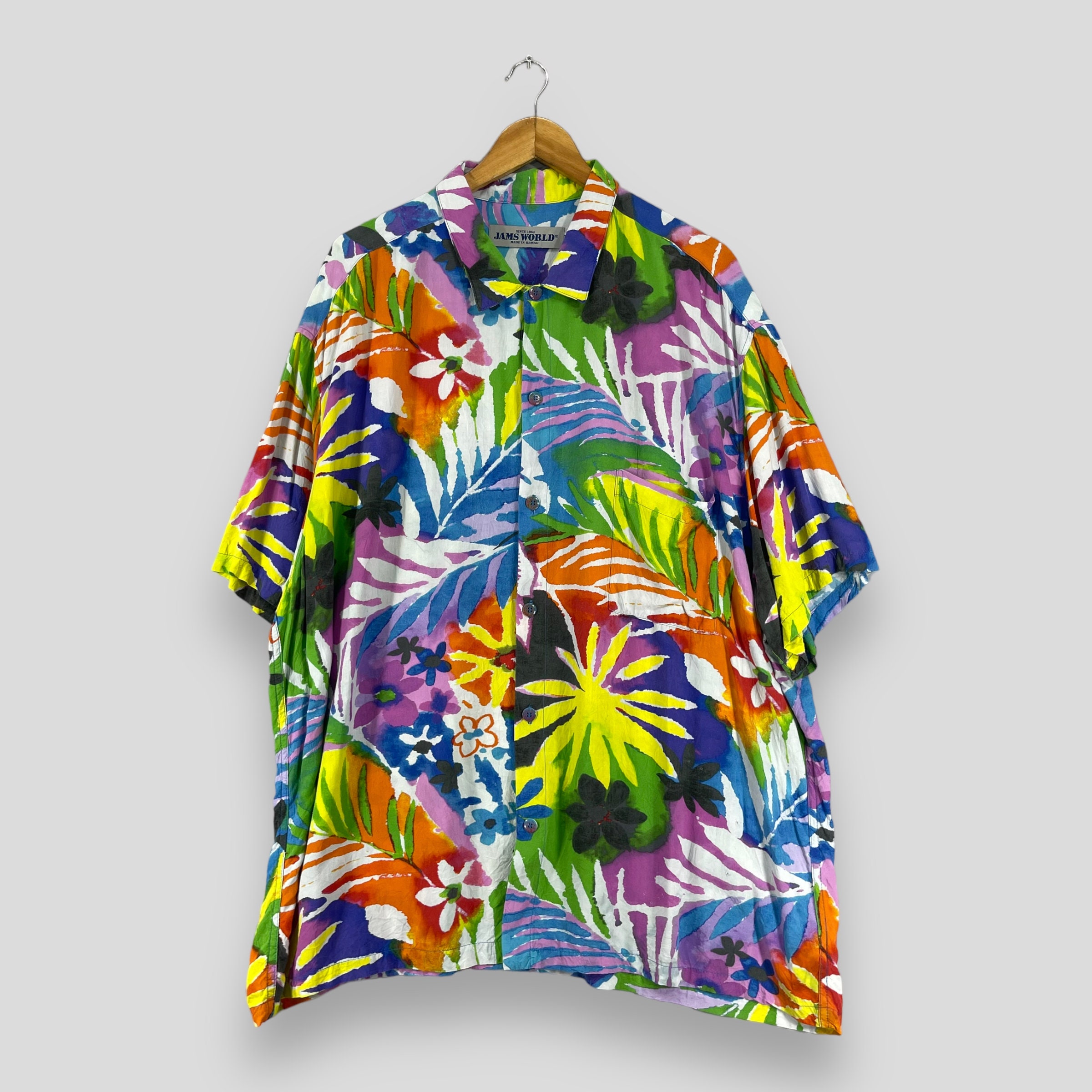 90s Jams World パイナップル柄アロハシャツ USA製 XL JAMS WORLD Hawaii Rayon Shirt Oversized Vintage 90's Hawaiian
