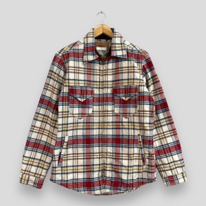 LEVIS STRAUSS Plaid Denim Jacket Medium Vintage 90&#39;s Levis Jeans Checkered Tartan Multicolor Levis Usa Puffer Denim Checkered Jacket Size M