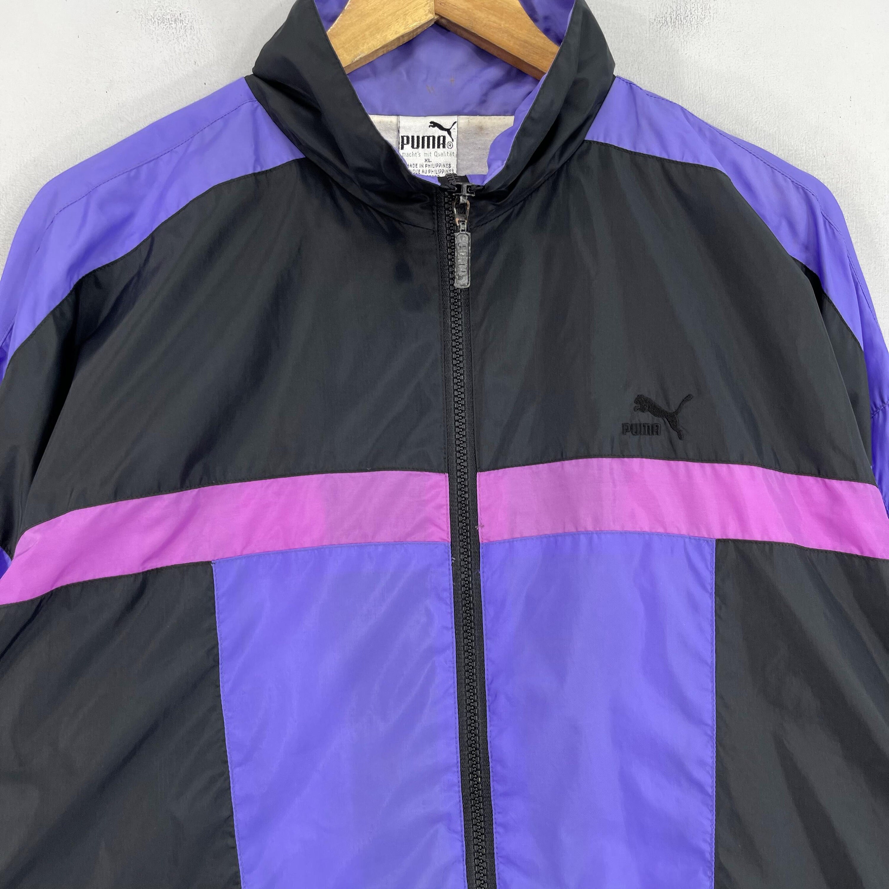 Vintage 1990s PUMA Multicolor Windbreaker Jacket Xlarge Puma