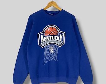 Sudadera vintage de los KENTUCKY WILDCATS de cuello redondo, años 90, talla mediana, con estampado del equipo de baloncesto de la Universidad de Kentucky (NCAA), azul, talla M
