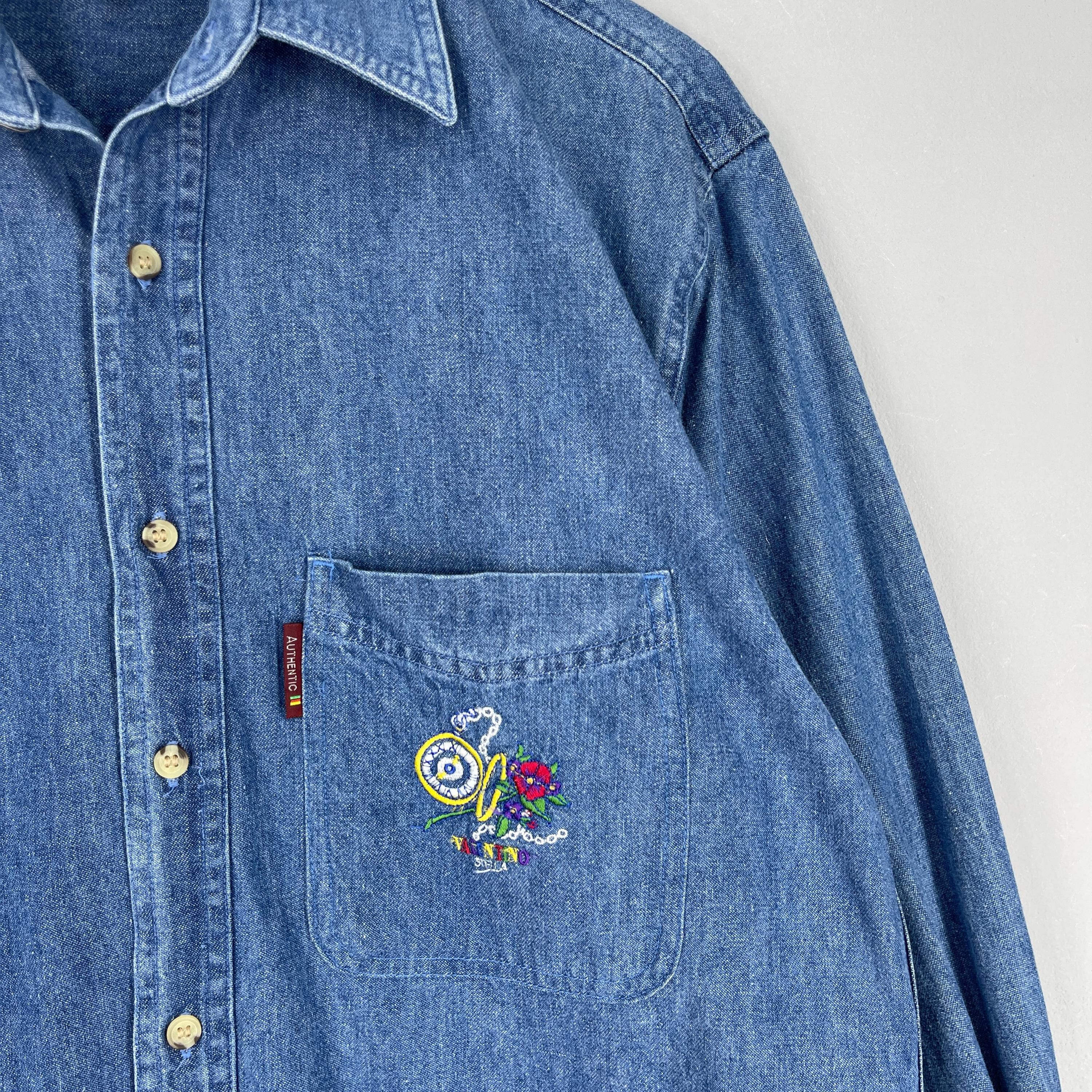 Vintage 1990s VALENTINO STELLA Denim Shirt Medium Valentino Retro 