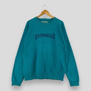 Vintage 1990s LEVIS STRAUSS Crewneck Distressed Sweatshirt Medium Levis Jeans Spell Out Embroidery Levis Usa Dirty Sweater Pullover Size M