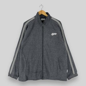 Vintage PUMA Full Zipper Sweatshirt Large 1990s Puma Small Logo Spellout Embroidery Sportswear Puma Activewear Gray Zipper Sweater Size L