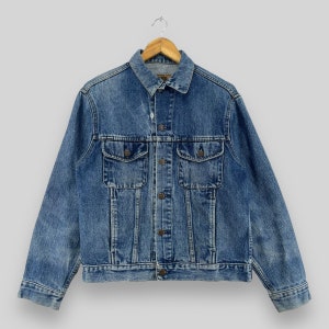 Vintage 90&#39;s GAP Denim Trucker Jacket Medium Distressed Gap Denim Worker Medium Wash Jacket Gap Retro Denim Bikers Jacket Buttons Size M