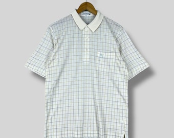 Vintage BURBERRYS London Polo Shirt Medium 1990s Plaid Checkered Multicolor Burberrys England Casual Streetwear Polos Checkered Shirt Size M