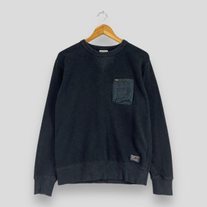 ALPHA INDUSTRIES Crewneck Sweatshirt Small Vintage 1990s Alpha Industries Single Pocket Us Army Military Pullover Black Sweater Size S