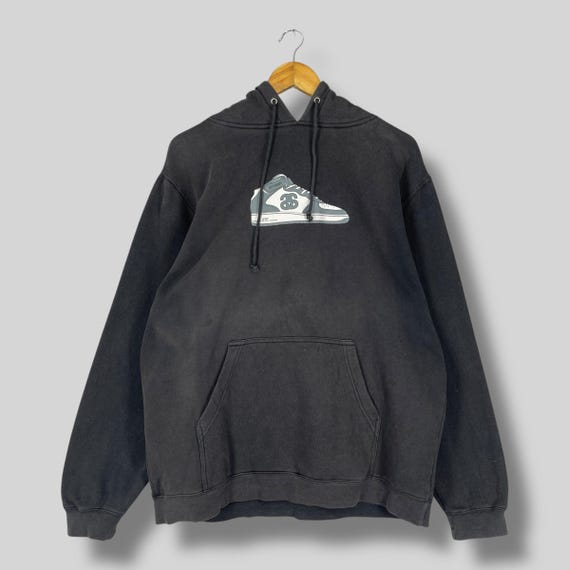 Vintage 1990s STUSSY Pullover Sun Faded Hoodie Large Stussy Air