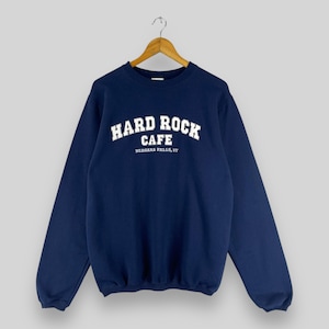 Vintage Hard Rock Cafe Crewneck Sweatshirt Medium Y2K Hard Rock Cafe Niagara Falls Embroidery Hrc New York Pullover Blue Sweater Size M