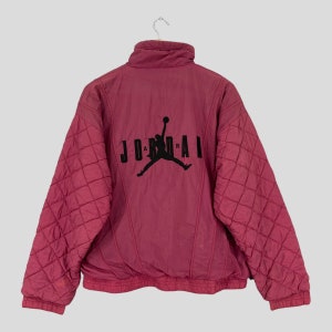 Vintage 1990s NIKE Swoosh Heavy Jacket Large Nike Air Jordan Sportswear Winter Cold Weather Jacket Nike Sport Burgundy Puffer Coat Size L
