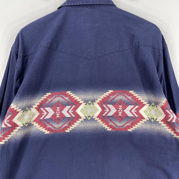 Vintage 1990s WRANGLER Aztec Navajo Western Shirt… - image 8