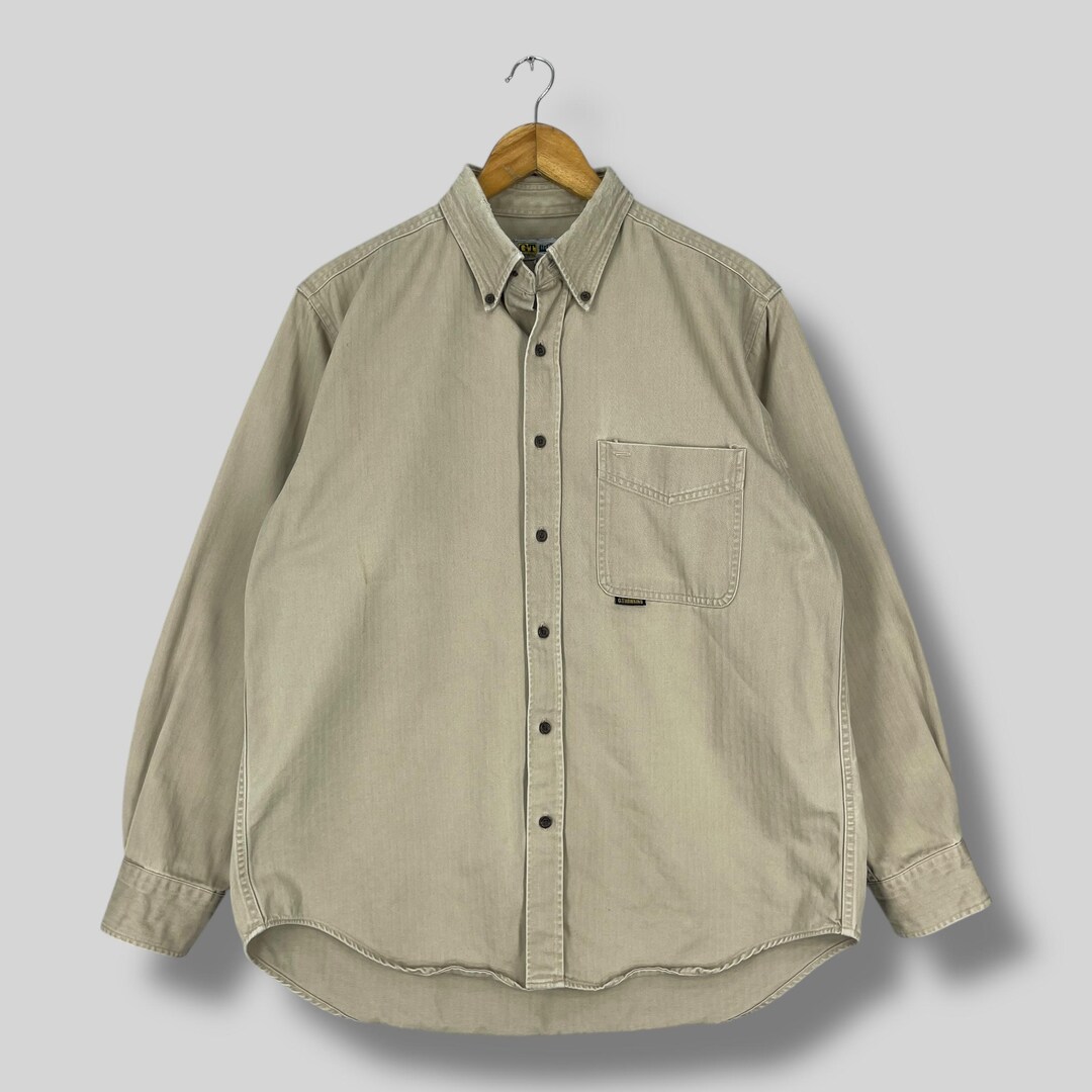 Vintage 1990s GT HAWKINS Denim Workers Shirt Large Gt Hawkins