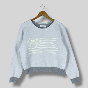 Vintage Y2K DIESEL Crewneck Crop Sweatshirt Small Diesel National Flag Printed Sportswear Diesel Casual Gray Women Pullover Sweater Size S