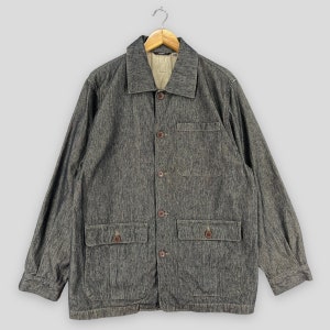 Vintage ZIPPO Denim Workers Jacket Large 1990s Workwear Frenchwork Labour Denim Jacket Zippo Denim Jeans Workwear Jacket Buttons Size L