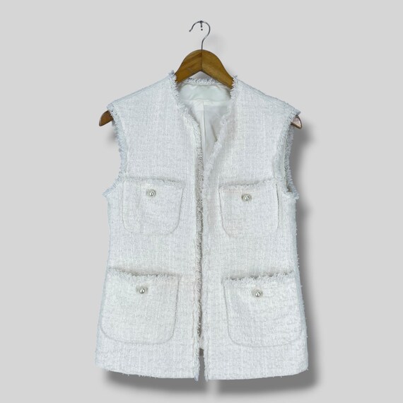 Vintage ANAYI Japan Tweed Vest Women Jacket Small V Neck