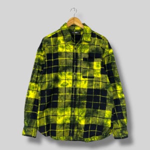 Vintage Fashion Nova Flannel Shirt Medium Y2K Plaid Checkered Multicolor Tie Dye Custom Rugged Minimalist Boyfriend Shirt Button Up Size M
