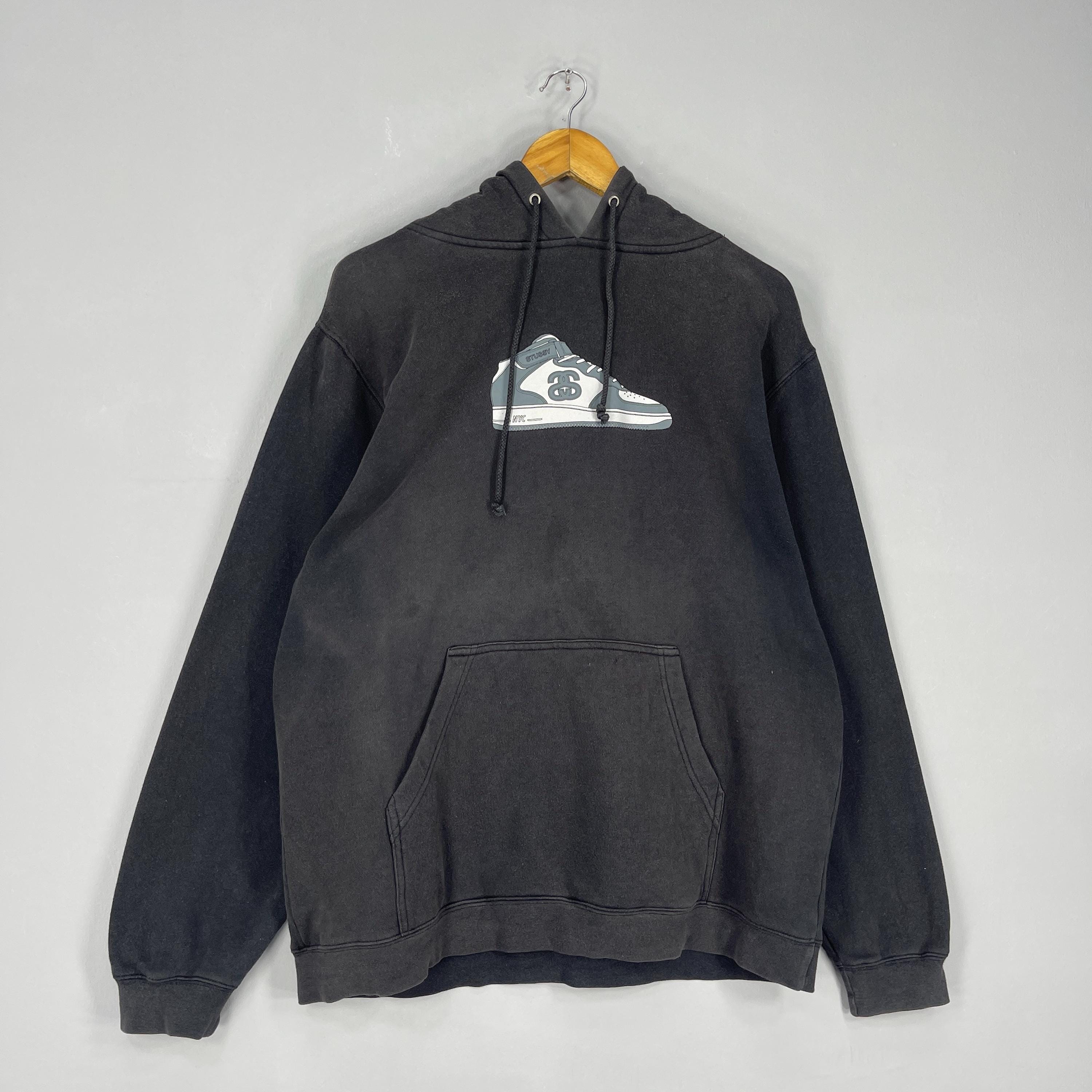Vintage 1990s STUSSY Pullover Sun Faded Hoodie Large Stussy Air