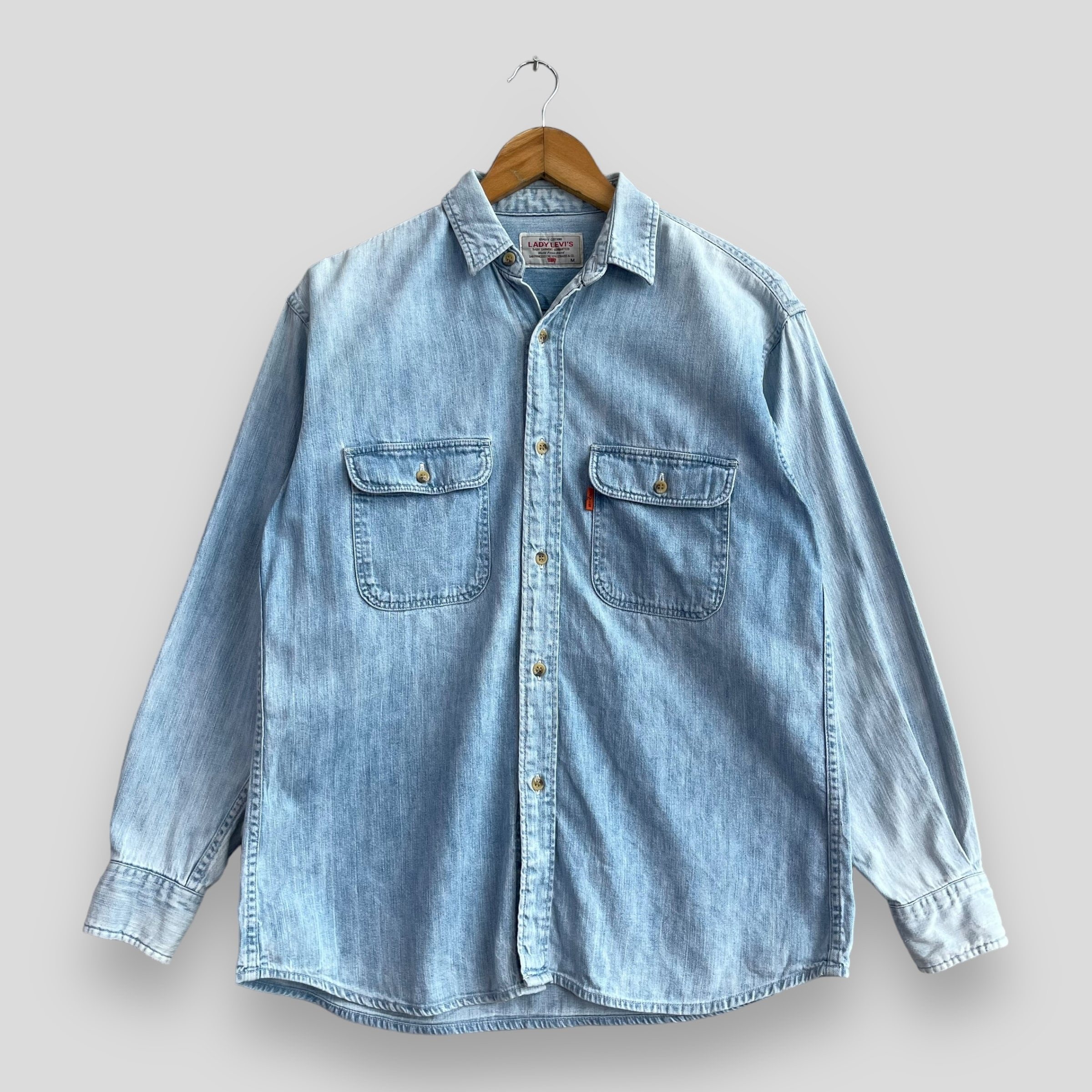 LEVIS STRAUSS Denim Workers Shirt Medium Vintage 90's Levis Orange