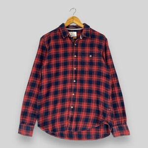 Vintage Y2K Plaid Button Up Flannel Medium Checkered Tartan Red/Blue Hipster Minimalist Flannel Indie Boho Grunge Boyfriend Shirt Size M