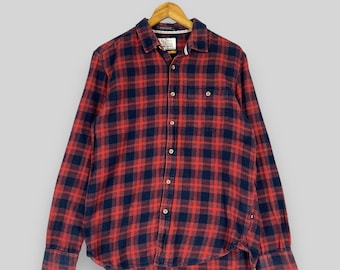 Vintage Y2K Plaid Button Up Flannel Medium Checkered Tartan Red/Blue Hipster Minimalist Flannel Indie Boho Grunge Boyfriend Shirt Size M