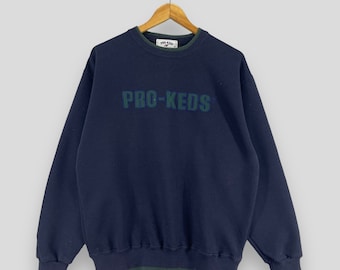 Vintage PRO KEDS Crewneck Sweatshirt Medium 90's Pro Keds Usa Spell Out Sportswear Jumper Pro Keds Streetwear Pullover Sweater Blue Size M