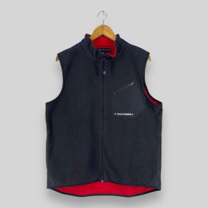 TOMMY HILFIGER Vest Jacket Medium Vintage Y2K Tommy Sailing Gear Outerwear Sleeveless Jacket Tommy Fleece Black Vest Zipper Jacket Size M