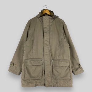 GIANNI VALENTINO Parka Warmer Coat Large Vintage 90&#39;s Valentino Italy Casual Cold Weather Long Jacket Valentino Brown Heavy Jacket Size L