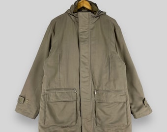 GIANNI VALENTINO Parka Warmer Coat Large Vintage 90's Valentino Italy Casual Cold Weather Long Jacket Valentino Brown Heavy Jacket Size L