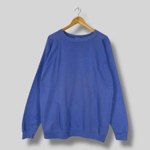 Plain Blue Sweatshirt Crewneck Xxlarge Vintage 1990s Hanes Blank Sweater Sportswear Made In Usa Plain Blue Distressed Sweater Size XXL