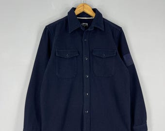 Vintage 90's STUSSY Wool Shirt Jacket Small Stussy Tribe