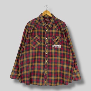 Vintage 90&#39;s WRANGLER Checkered Flannel Shirt Oversized Plaid Tartan Multicolor Hipster Indie Boho Flannel Button Up Western Shirt Size 2XL