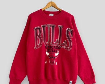 Vintage CHICAGO BULLS Nba Crewneck Sweatshirt Large 1990s Logo 7 American Basketball Sportswear Chicago Bulls Red Pullover Sweater Size L