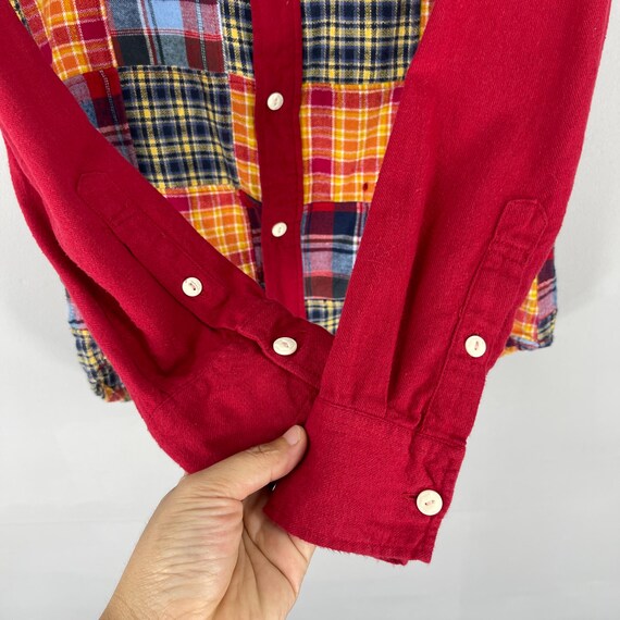 BACK NUMBER Multicolor Patchwork Flannel Shirt Me… - image 5
