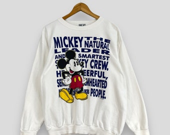 Vintage 1990s MICKEY MOUSE Sweatshirt Crewneck Medium Mickey Mouse Disney Sweater Walt Disney Cartoon Mickey White Jumper Size M
