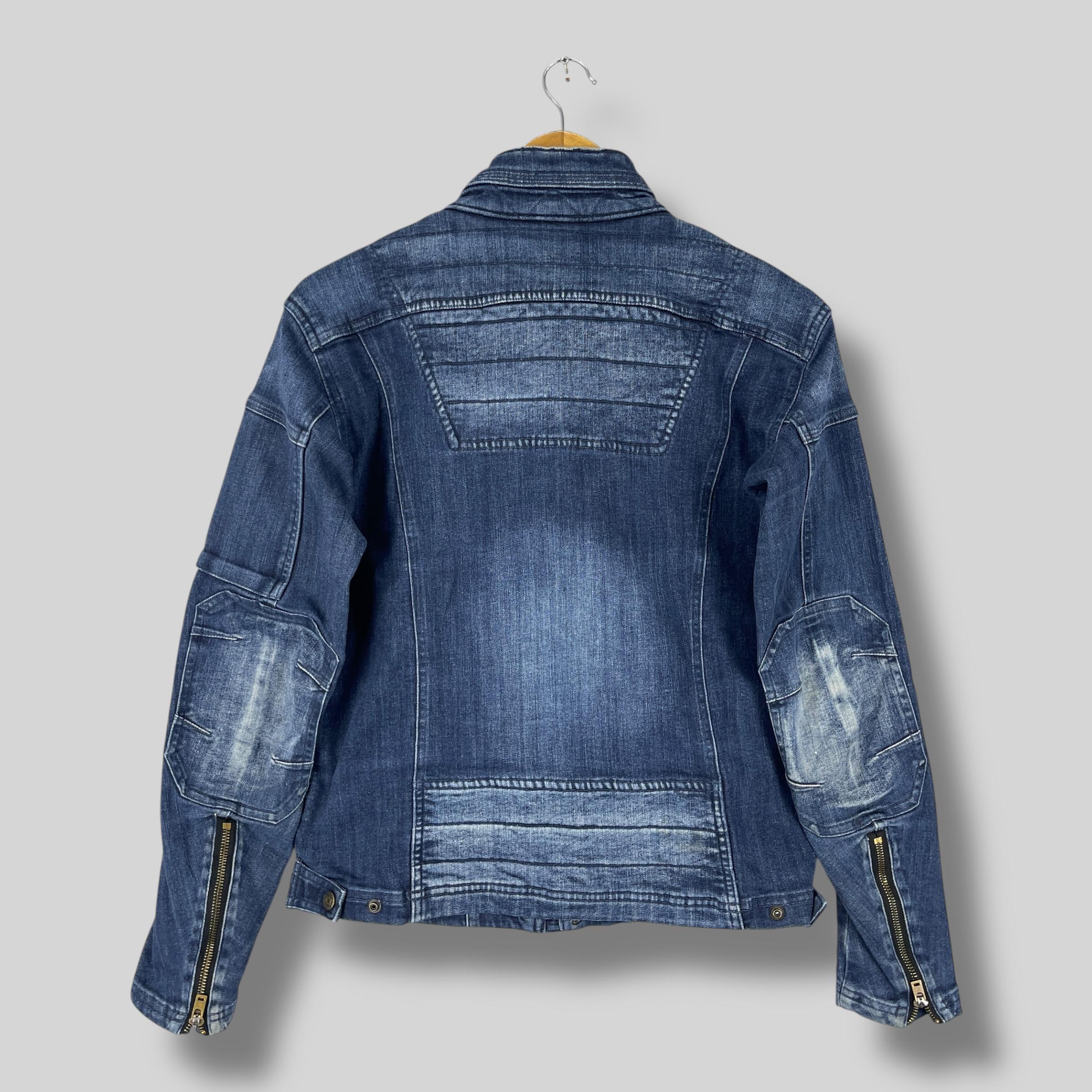 FIELDCORE Denim Bikers Style Jacket Small Vintage Y2K Fieldcore