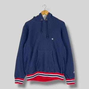 Vintage 1990s CHAMPION Pullover Hoodie Medium Champion Reverse Weave Small Logo Embroidery Sportswear Champion Blue Sweater Hoodie Size M