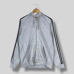 Vintage Y2K ADIDAS EQUIPMENT Zipper Hoodie Medium Adidas Three Stripes Small Logo Sportswear Adidas Gray Zipper Distressed Sweater Size M