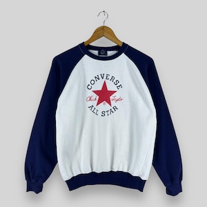 Vintage Y2K CONVERSE Crewneck Sweatshirt Small Converse All Star Spellout Big Logo Printed Converse Chuck Taylor Youth Raglan Sweater Size S