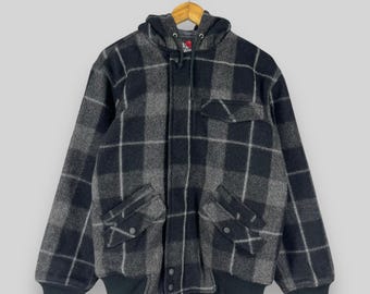ジャケット・アウター 90s Oshkosh ombre check wool chore coat Vintage 90's OSHKOSH Heavy Wool Jacket Medium Oshkosh Warmer Coat