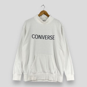 Vintage Y2K CONVERSE ALL STAR Pullover Sweater Large Converse Spell Out Sportswear Converse Chuck Taylor White Turtleneck Sweatshirt Size L