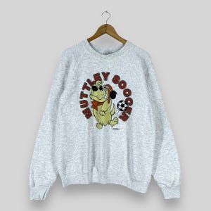 Vintage MUTLEY Crewneck Sweatshirt Medium 1990s Stanley Desantis Mutley Fictional Dog Cartoon Printed Hanna Barbera Gray Sweater Size M