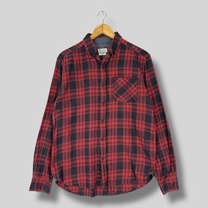 Vintage Plaid Checkered Flannel Shirt Medium Y2K Plaid Checkered Tartan Red/Black Indie Boho Boyfriend Shirt Button Up Casual Shirt Size M