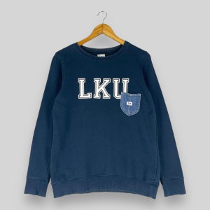 Vintage Y2K LEE Crewneck Sweatshirt Ladies Medium Lee Union Made Spellout Activewear Jumper Lee Sanforized Pullover Blue Teen Sweater Size M