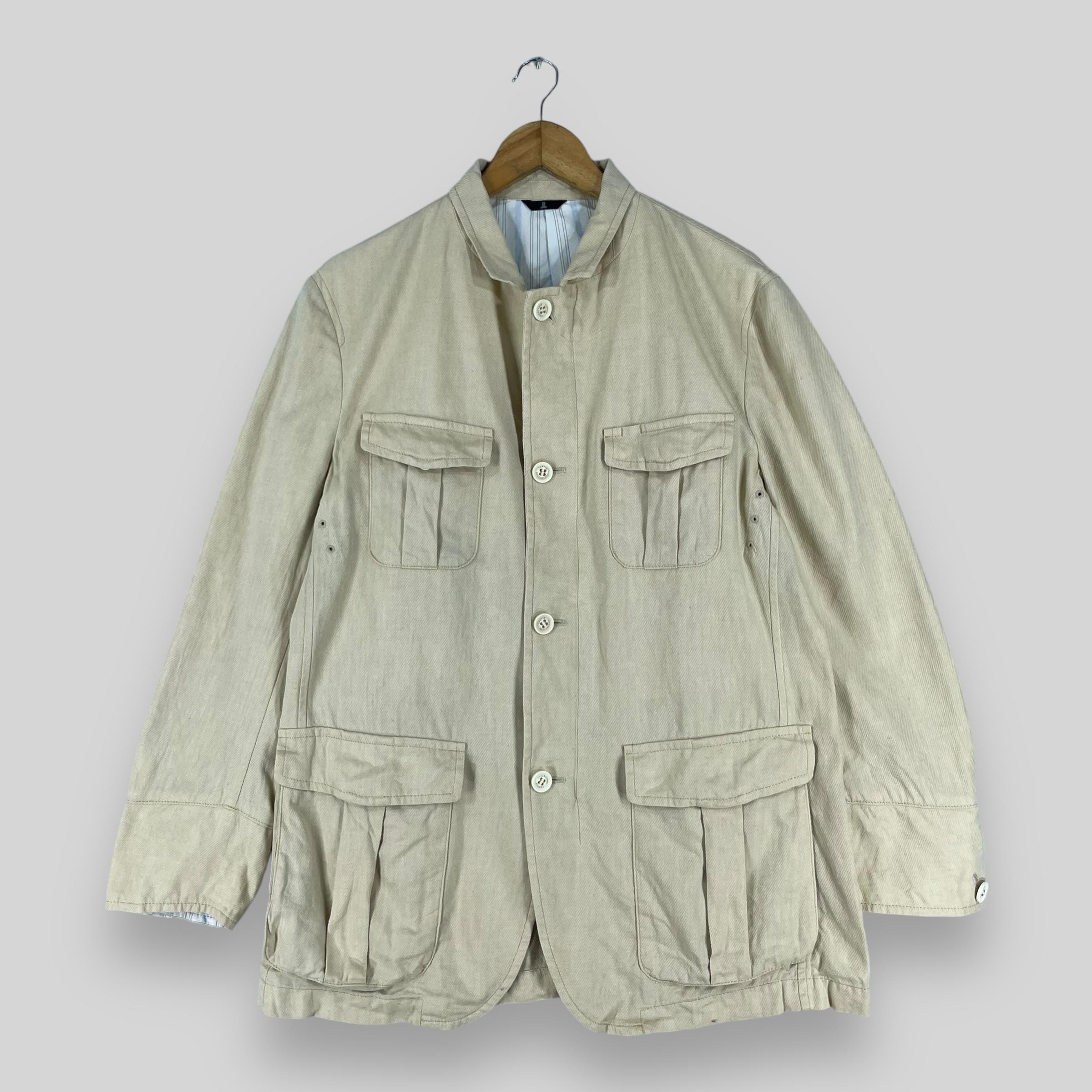 Lanvin, LANVIN Rayon Blazer Jacket Women Medium Vintage 90s Lanvin Paris Casual Four Pocket Stylish Jacket Lanvin Blazer Beige Button Up Coat Size M
