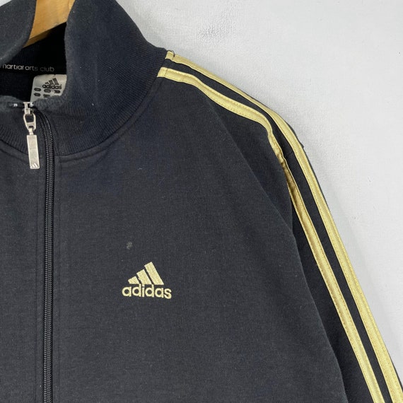 Vintage ADIDAS Three Stripes Zipper Sweater Medium Y2K