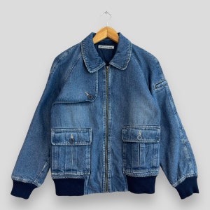 80-90s DONNA KARAN　Linen Over Jacket DKNY Denim Jeans Jacket Medium Vintage 1990s Donna Karan New