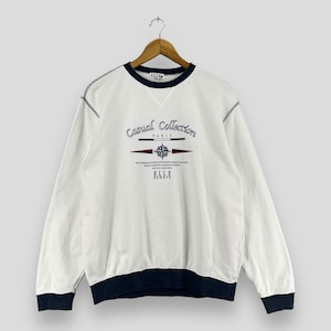 Vintage Y2K ELLE Sport Crewneck Sweatshirt Medium Elle Paris Casual Collection Activewear Elle Homme White Pullover Sweater Size M