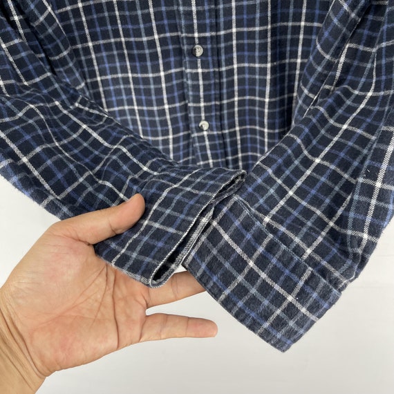 Checkered Gingham Flannel Shirt Large Vintage 199… - image 5