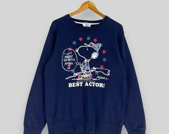 Vintage 1990s SNOOPY Cartoon Crewneck Sweatshirt Medium Snoopy Peanuts Famous Comic Strip Snoopy Joe Cole Best Actor Blue Sweater Size M